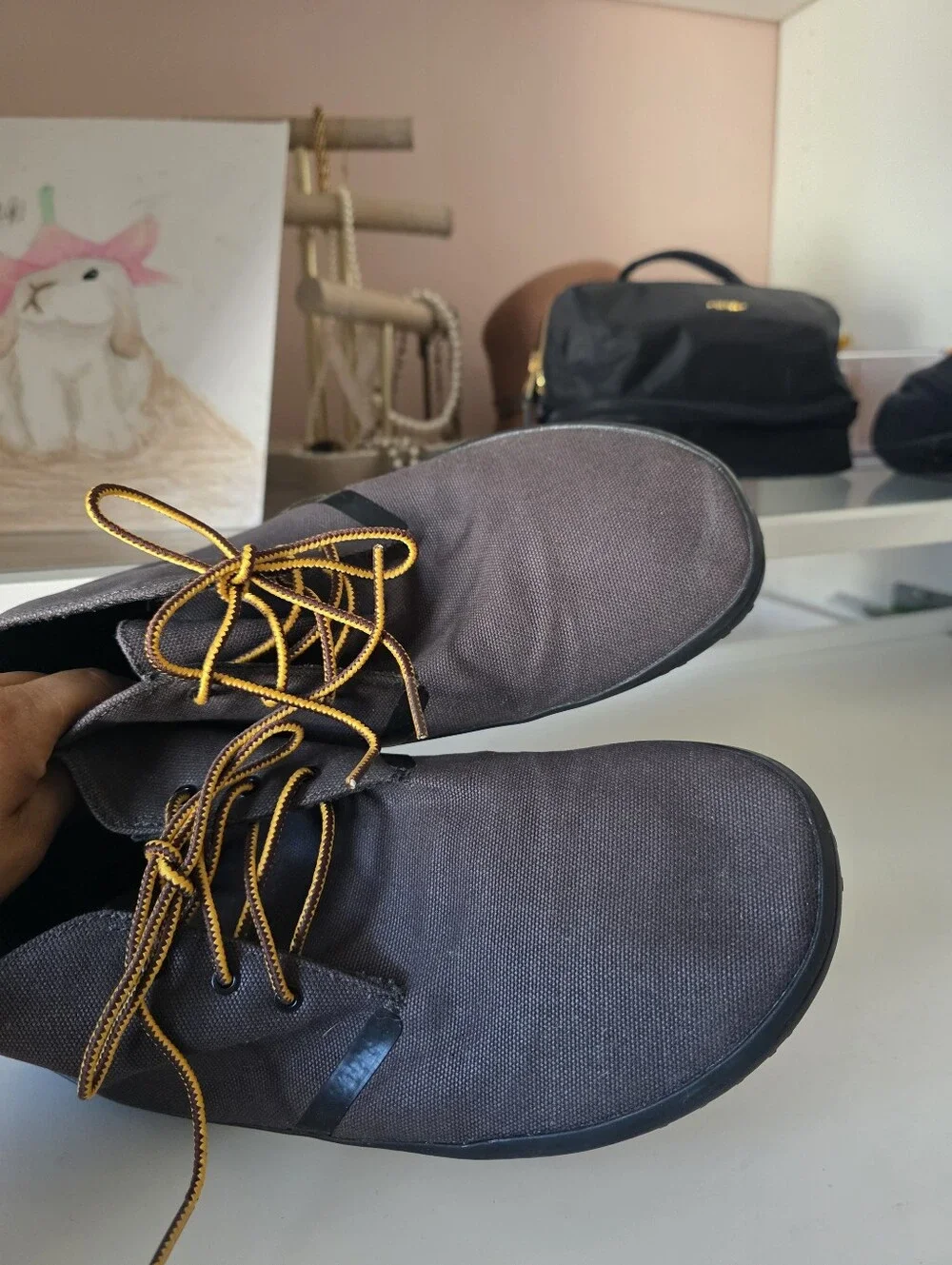 Vivo Barefoot Men's Dark Brown Chukka Boots with Yellow Laces